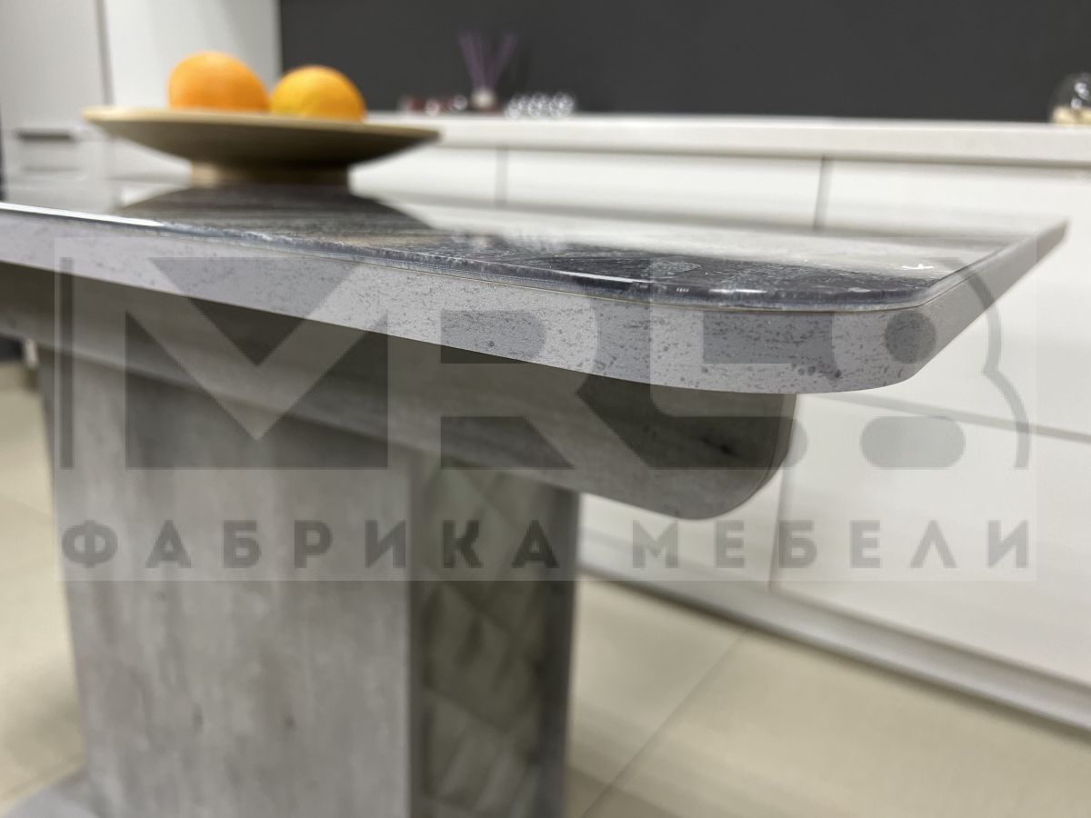 Стол обеденный раздвижной Мемфис Мрамор серый/бетон ромб