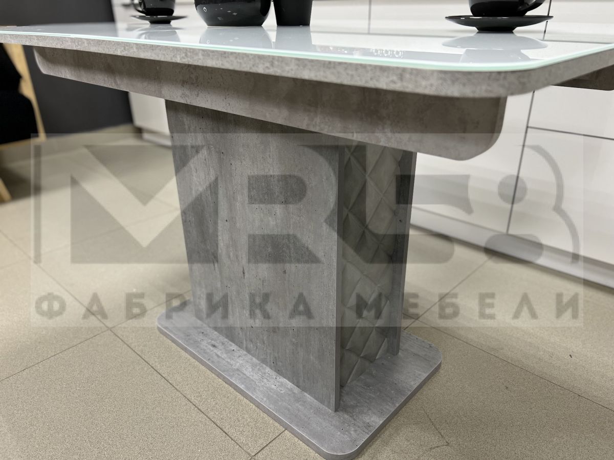 Стол обеденный раздвижной Мемфис Белый/бетон ромб